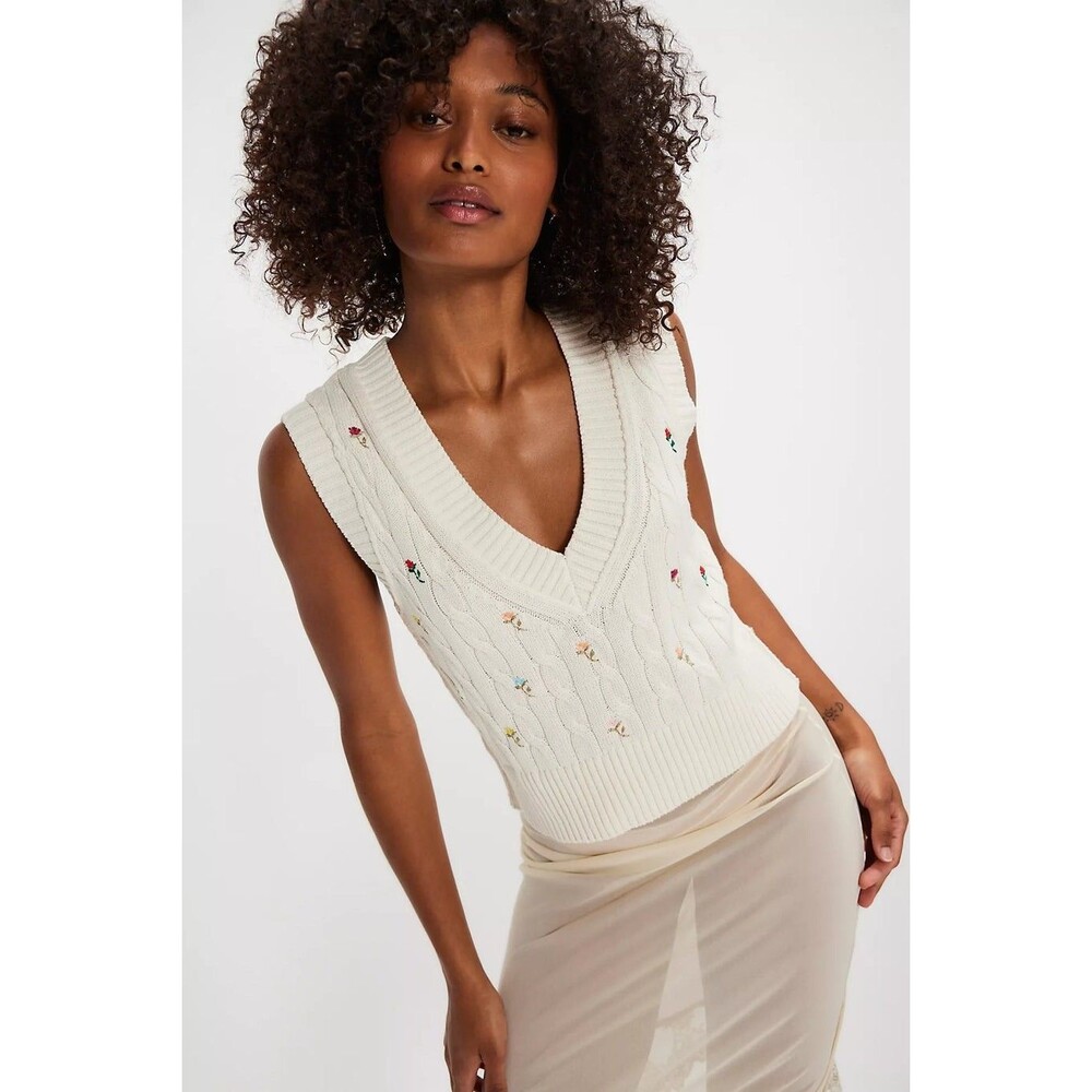 Free People Plumeria Floral Vest EUC Size XS